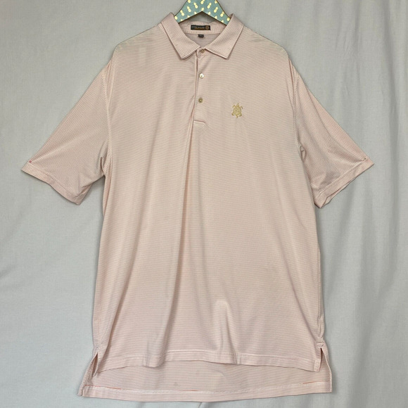 Peter Millar Other - Peter Millar Summer Comfort Polo Shirt Men Extra Large Striped Orange White Logo